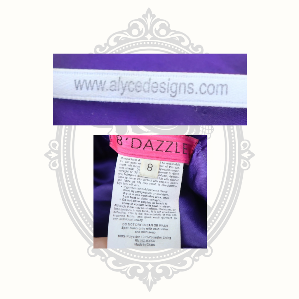 B'Dazzle by Alyce Purple Rhinestone Ruffle Tulle Party Dress – Size 8