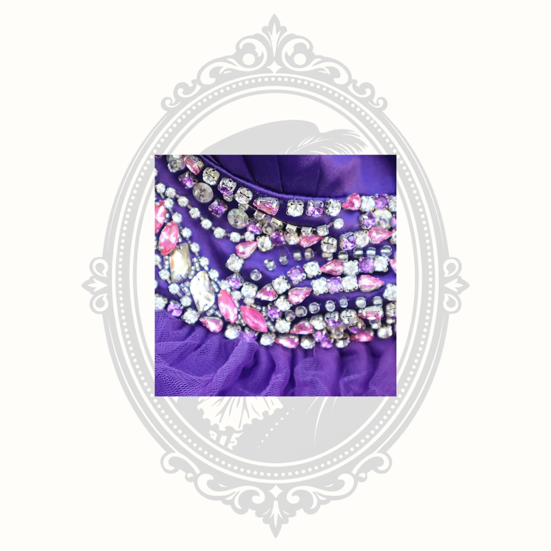 B'Dazzle by Alyce Purple Rhinestone Ruffle Tulle Party Dress – Size 8