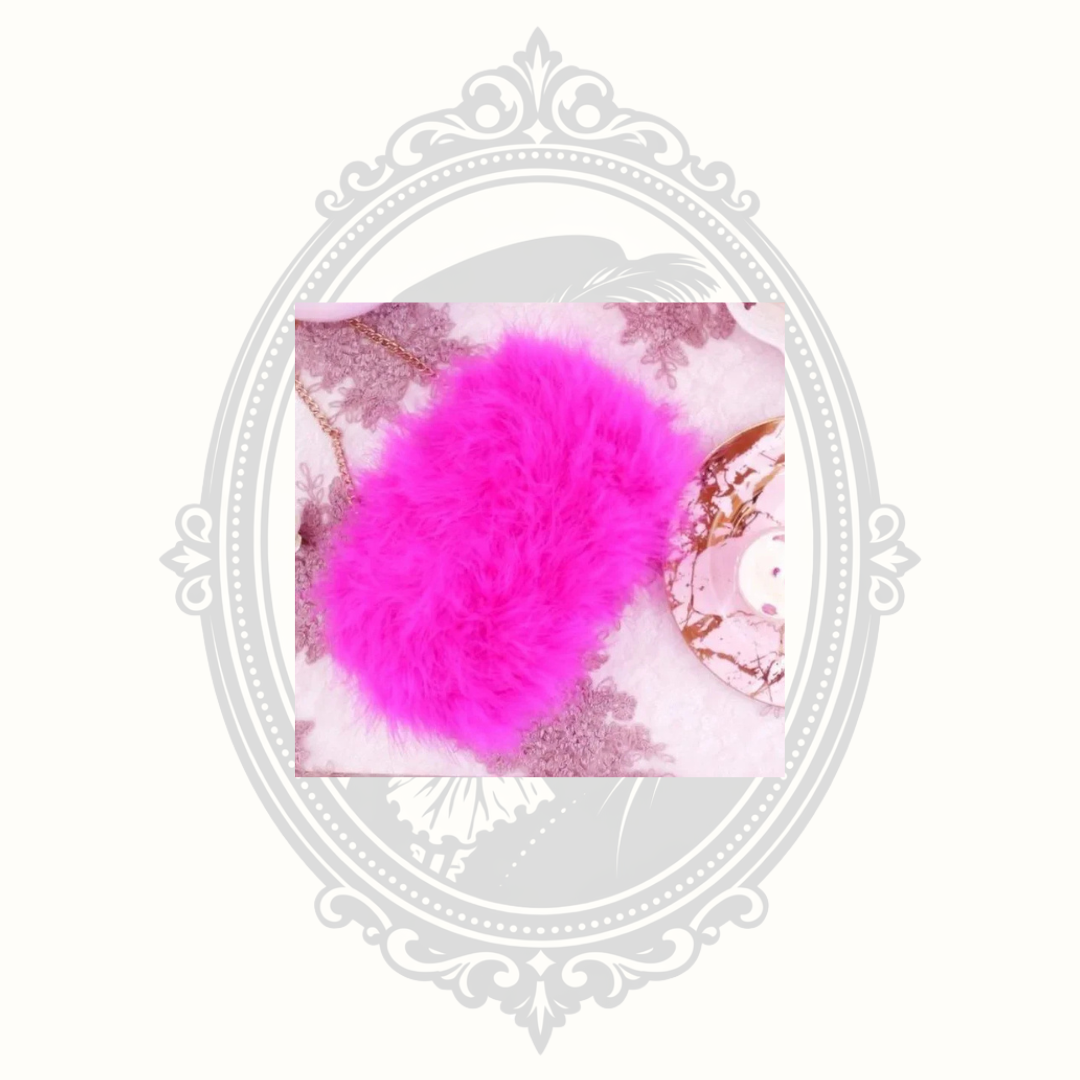 Bewaltz Hot Pink Faux Fur Rhinestone Ring Clutch & Shoulder Bag