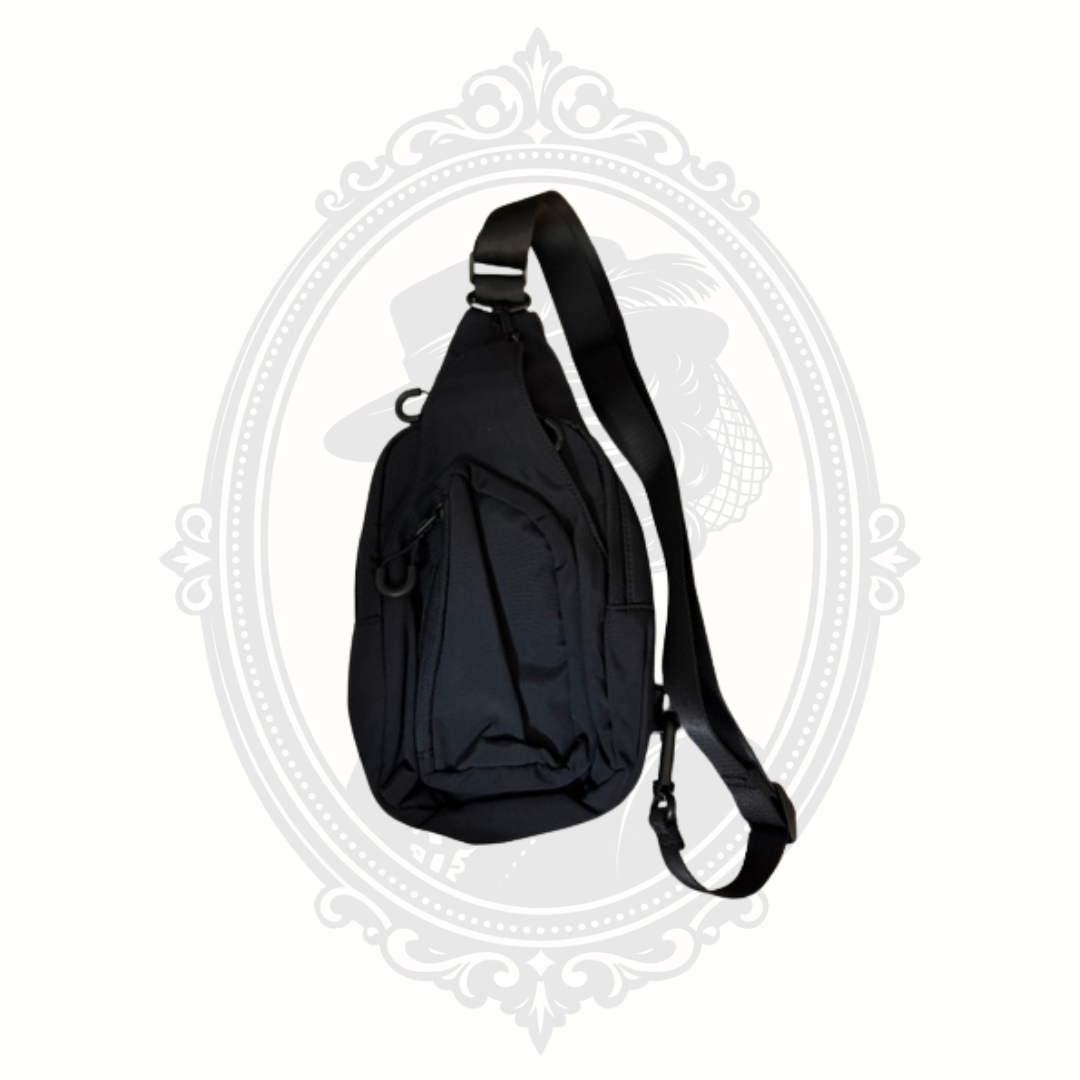 Black Nylon Sling Crossbody Travel Bag Multi-Pocket Everyday Carry