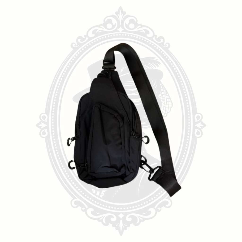Black Nylon Sling Crossbody Travel Bag Multi-Pocket Everyday Carry