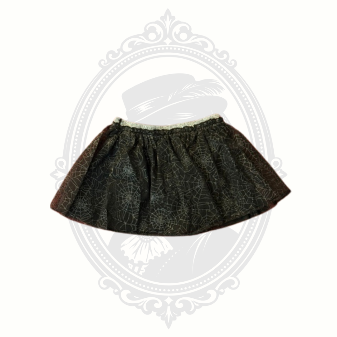 Girls Black Spiderweb Halloween Tutu Skirt Size Medium (7-8) Glitter Mesh