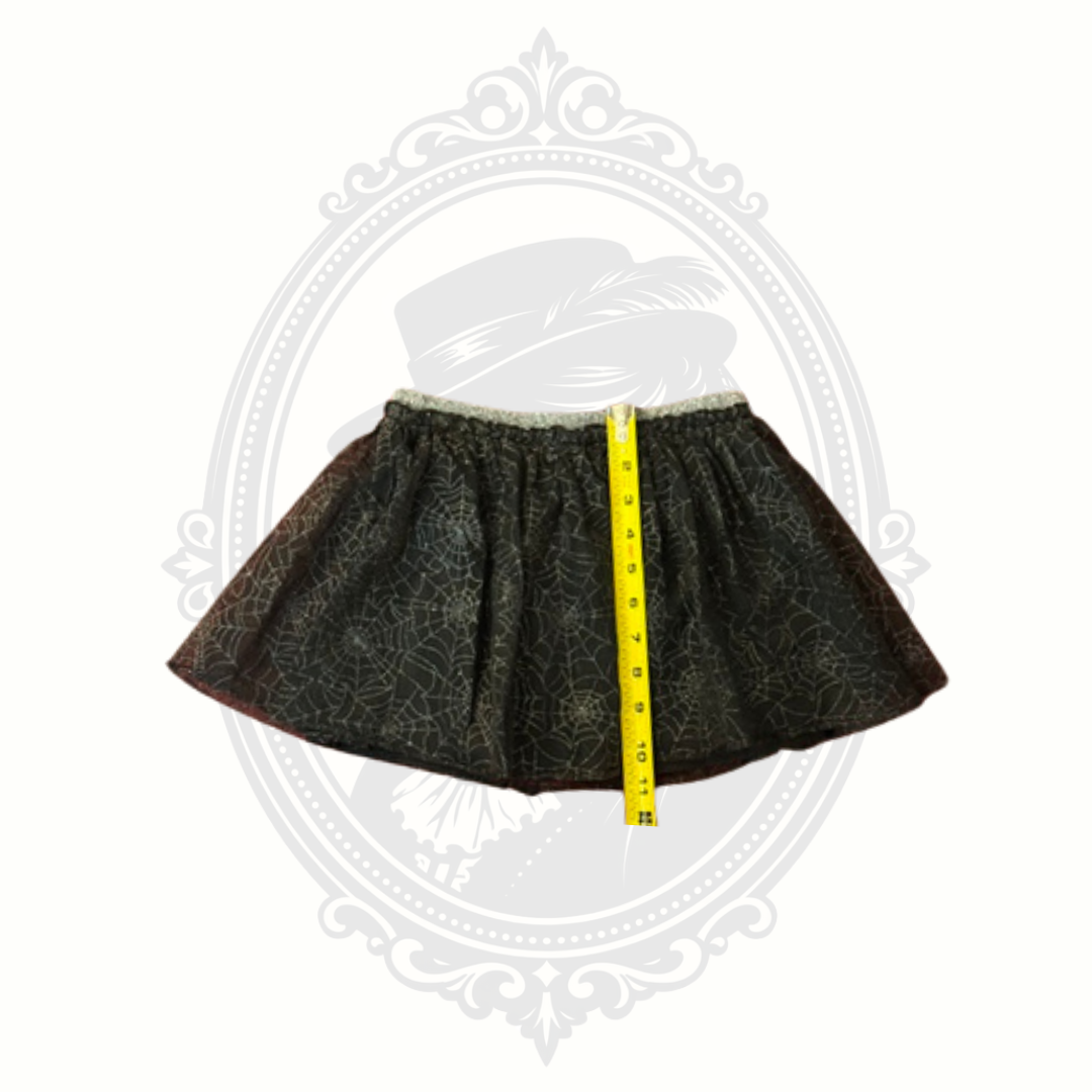 Girls Black Spiderweb Halloween Tutu Skirt Size Medium (7-8) Glitter Mesh