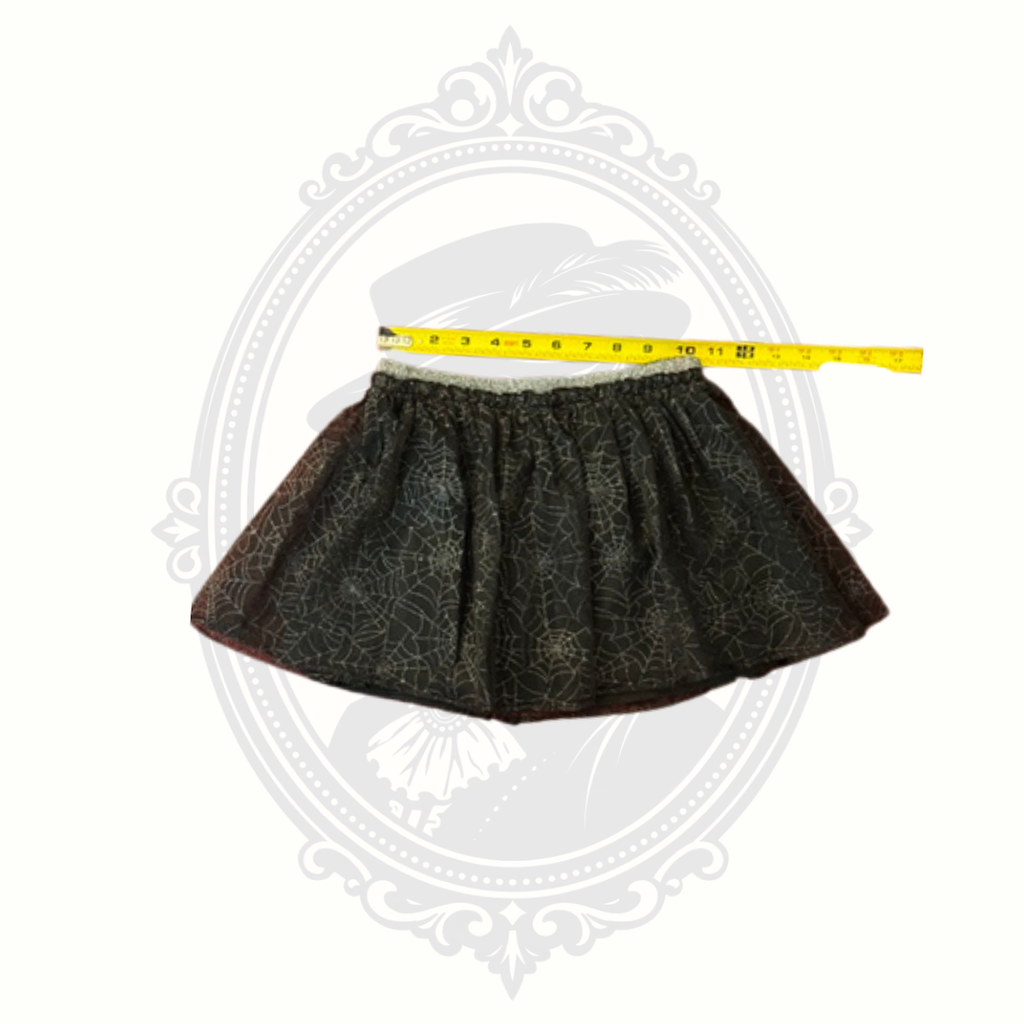 Girls Black Spiderweb Halloween Tutu Skirt Size Medium (7-8) Glitter Mesh