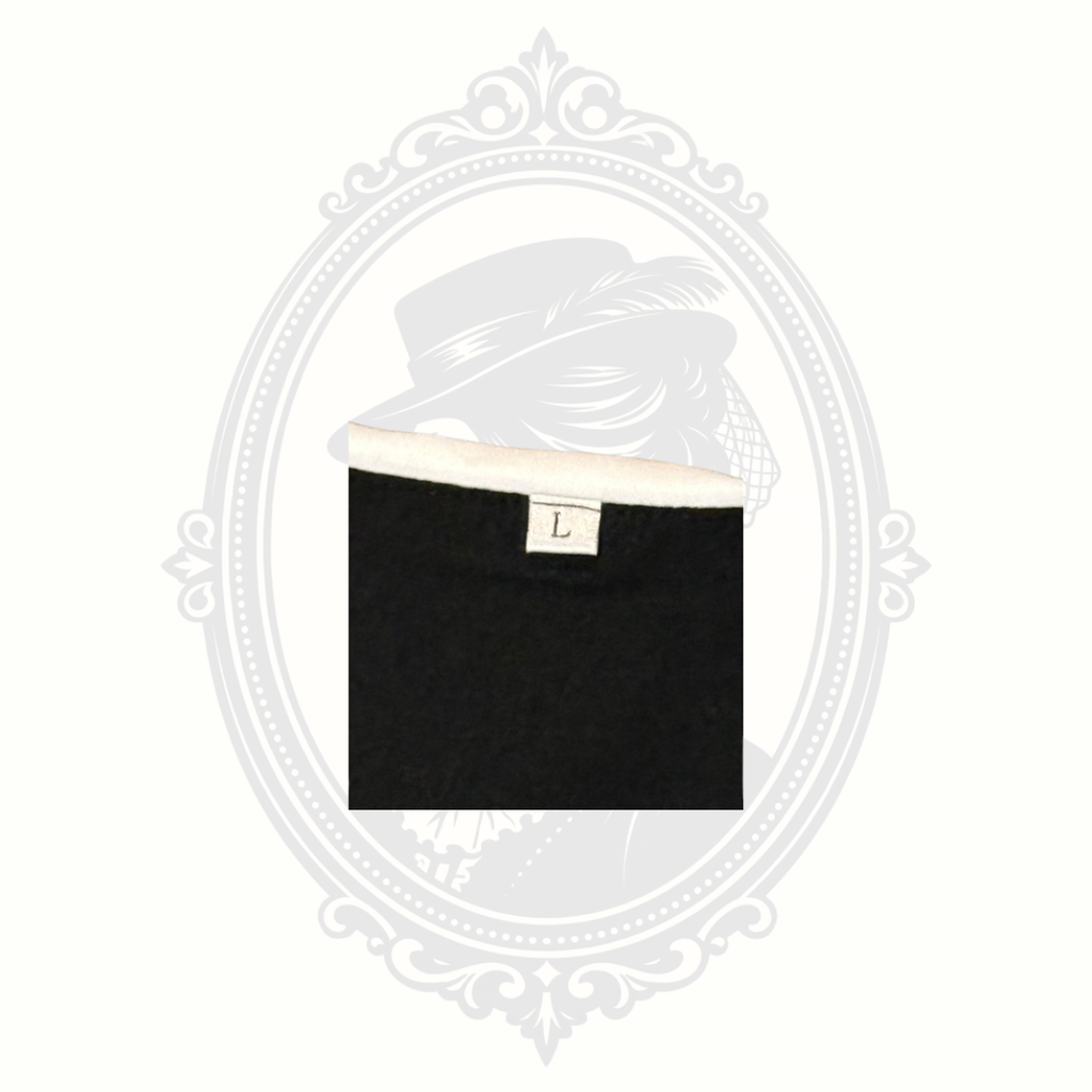 Black Tunic Top with White Bow Collar & Lace Sleeves – Size Large