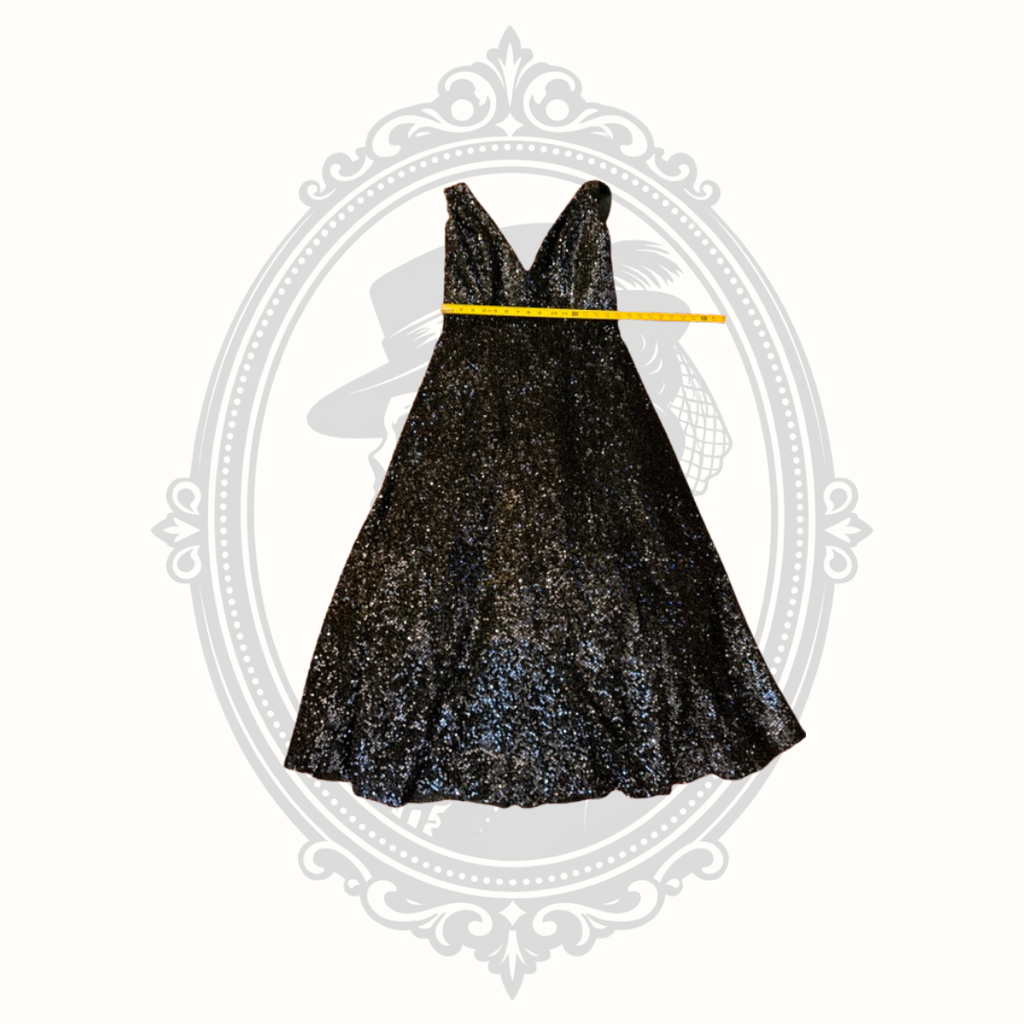 Blush Prom by Alexia navy blue sequin sleeveless V-neck formal gown, women's size 16.