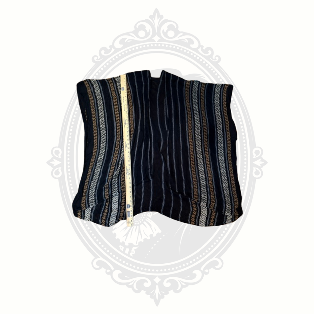 Boho Open Front Kimono Wrap One Size Black Tribal Stripe Layering Top