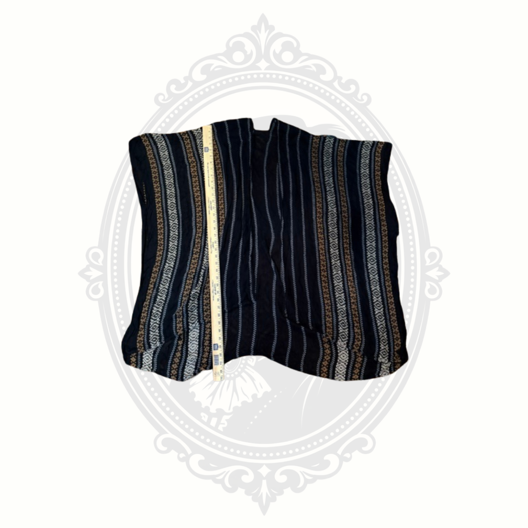 Boho Open Front Kimono Wrap One Size Black Tribal Stripe Layering Top