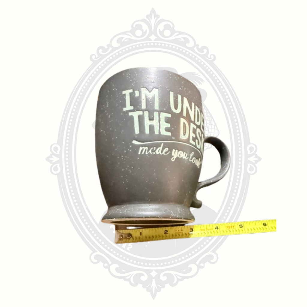Boston Warehouse "I'm Under the Desk Made You Look" Speckled Stoneware Coffee Mug Funny Office Humor