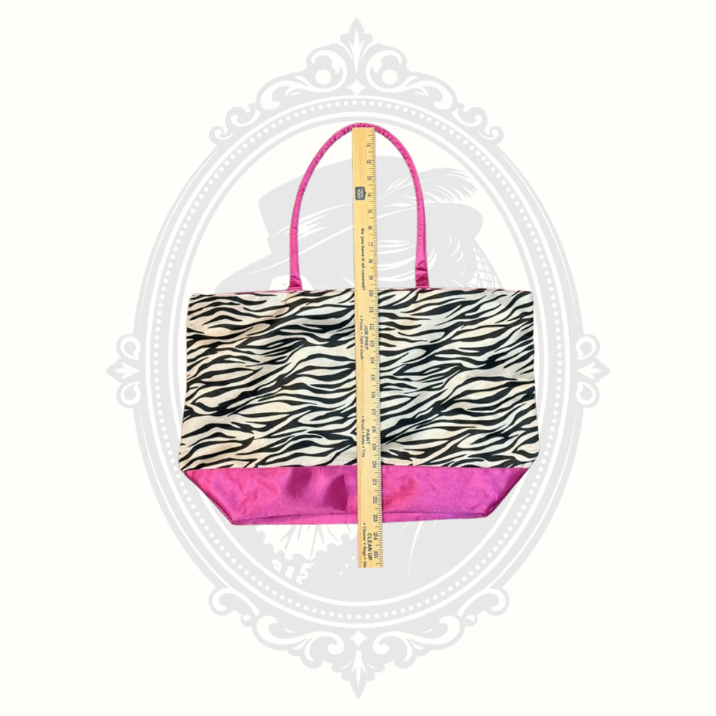 Bovano USA Zebra Animal Print Hot Pink Satin Zip Tote Purse Y2K