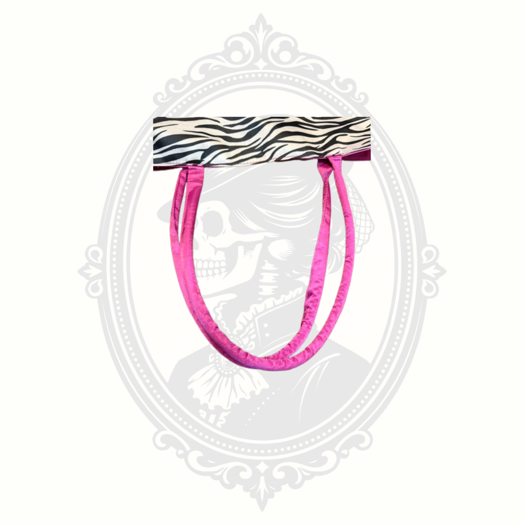 Bovano USA Zebra Animal Print Hot Pink Satin Zip Tote Purse Y2K