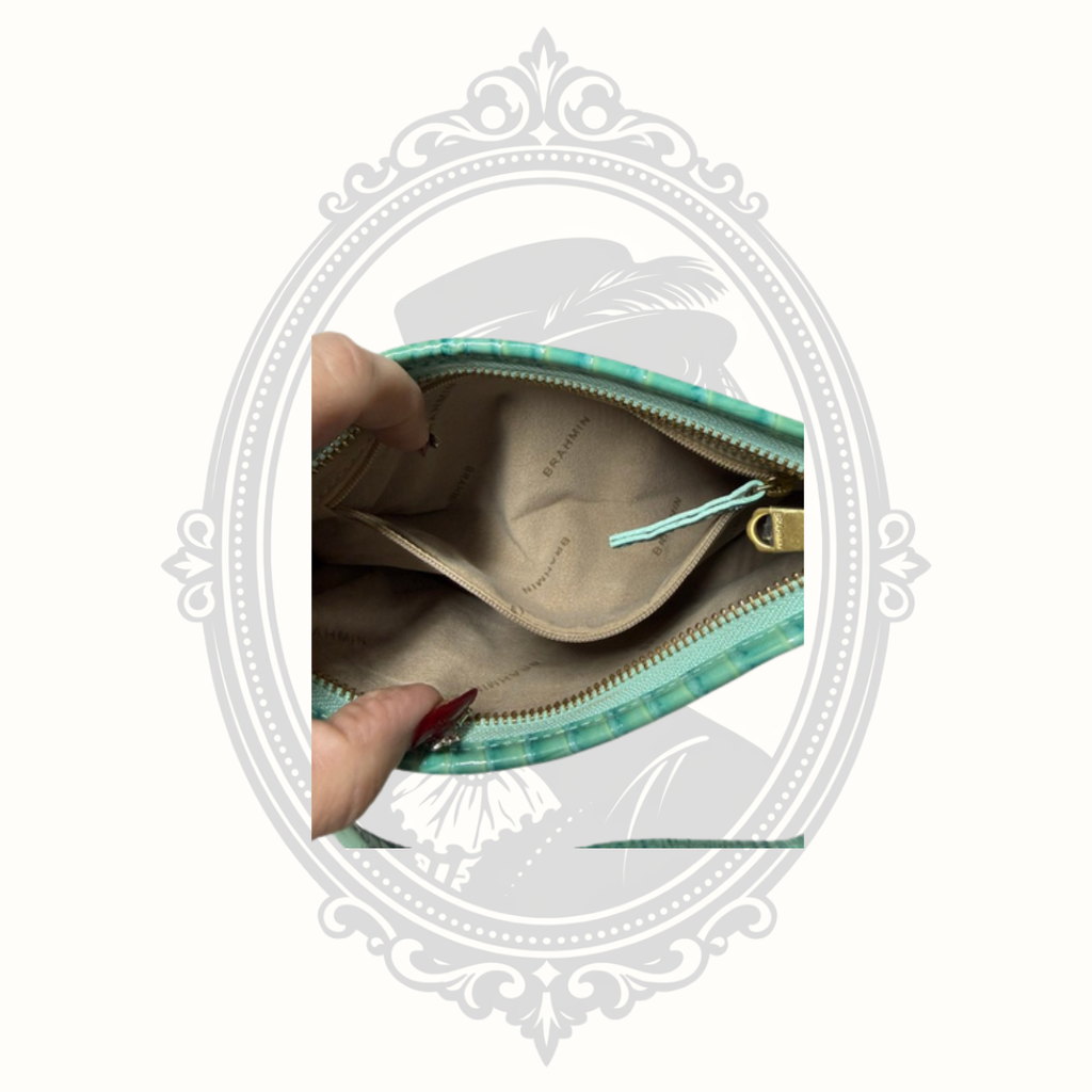 Brahmin Lilibeth Mermaid Green Melbourne Embossed Leather Shoulder Bag