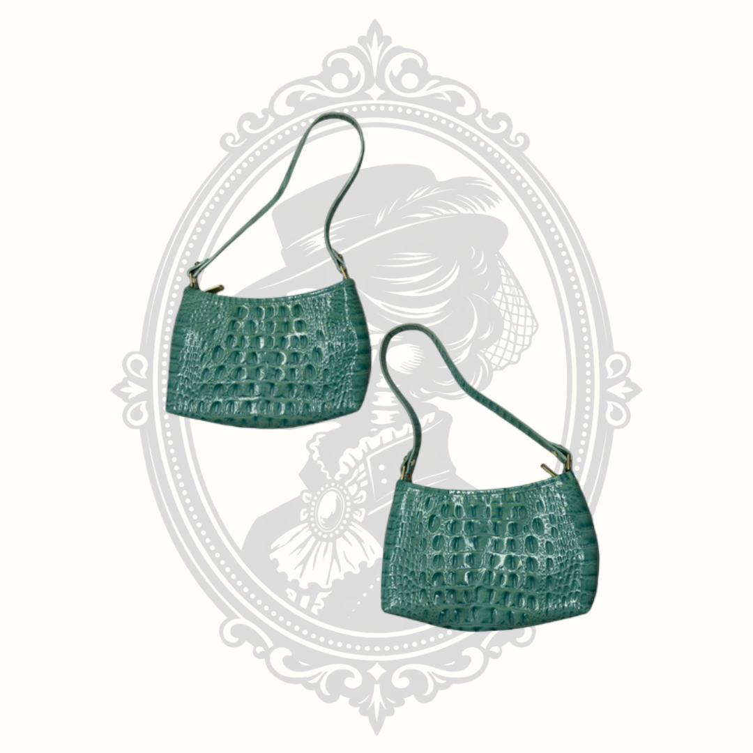 Brahmin Lilibeth Mermaid Green Melbourne Embossed Leather Shoulder Bag