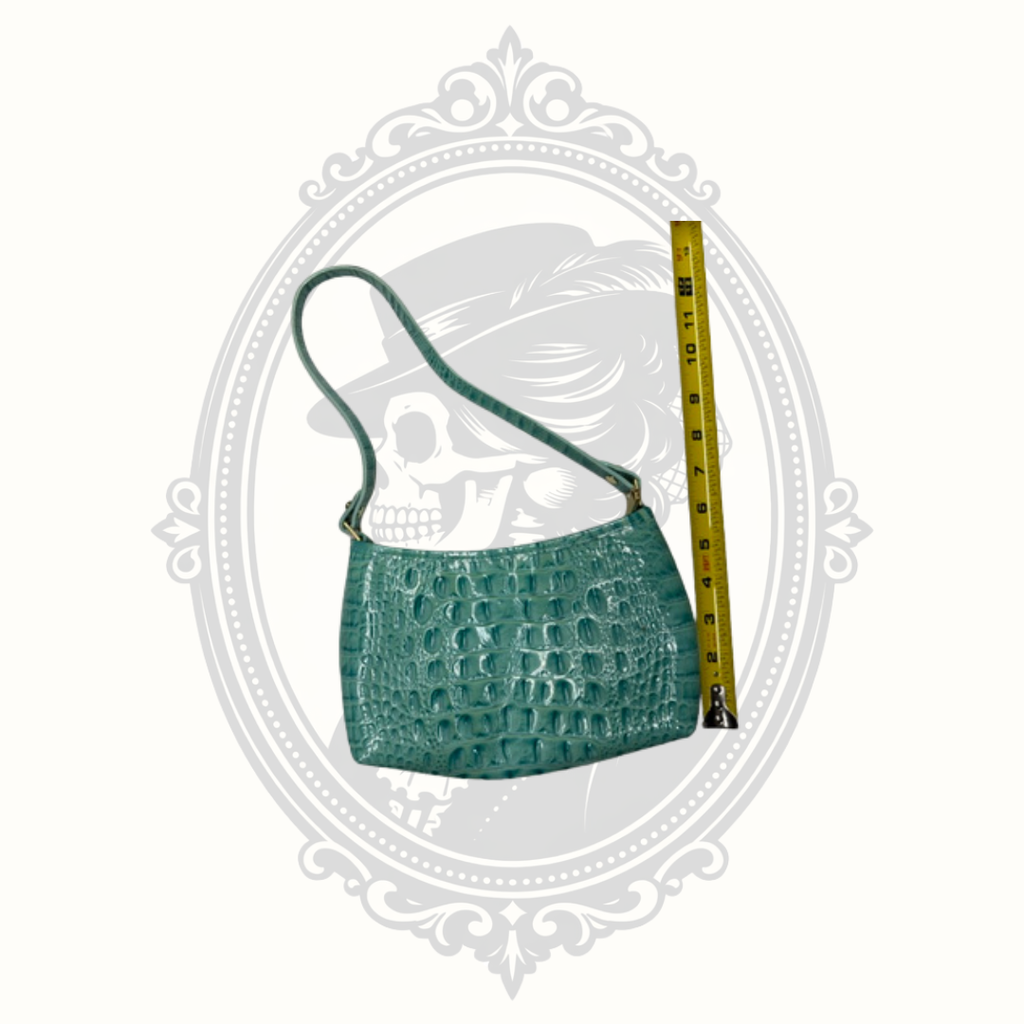 Brahmin Lilibeth Mermaid Green Melbourne Embossed Leather Shoulder Bag