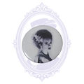 Bride of Frankenstein 2.25-inch button featuring a black-and-white portrait of the classic horror character.