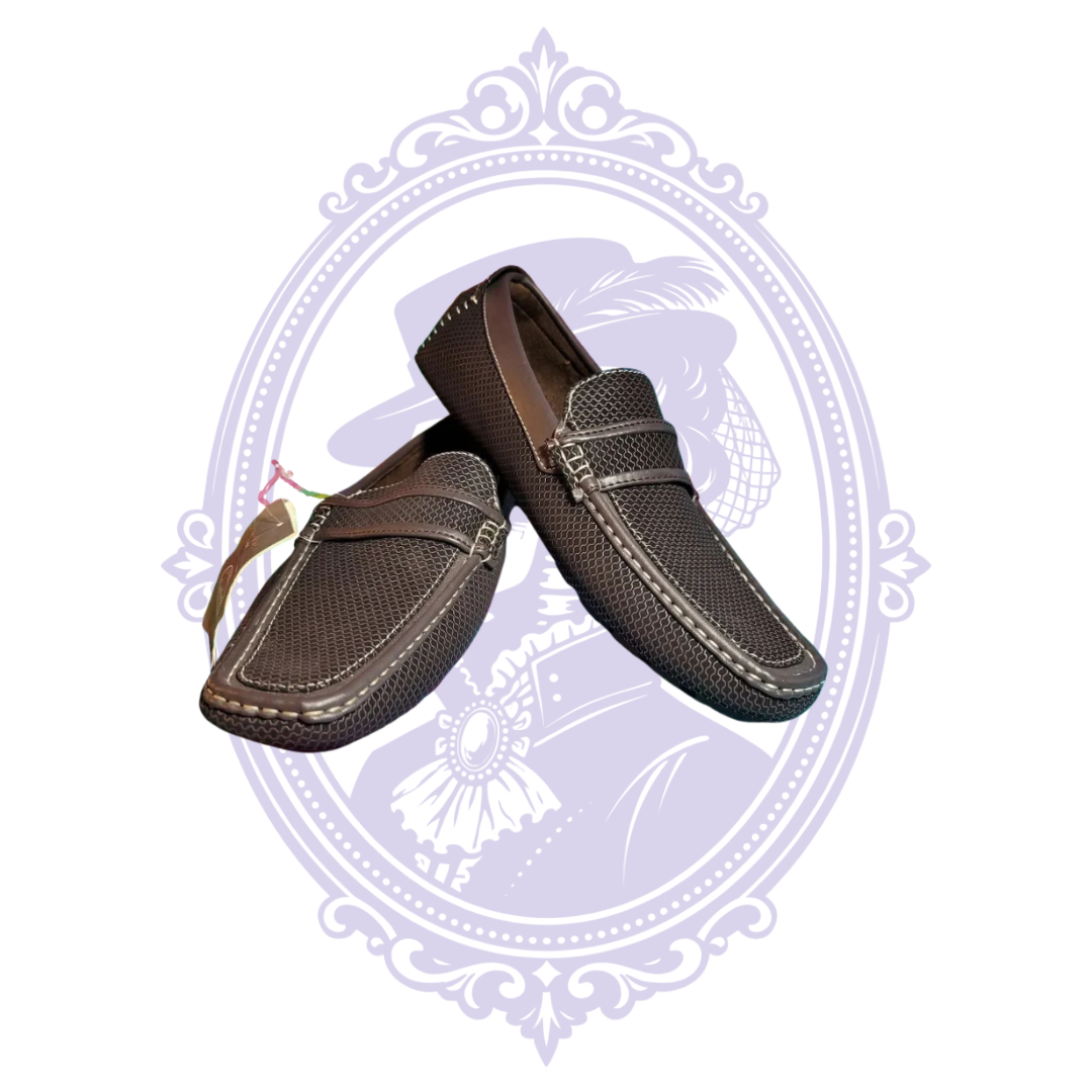 Bruno Marc brown textured men's loafers size 8 angled front view