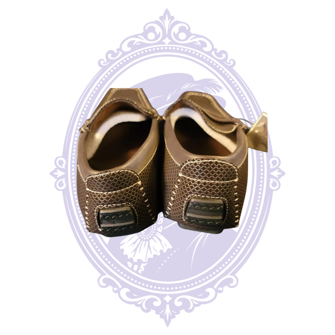 Rear view of Bruno Marc brown loafers showing heel construction