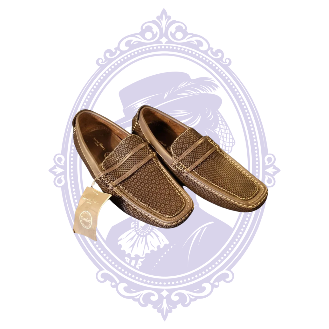 Bruno Marc brown loafers with original tags and textured uppers