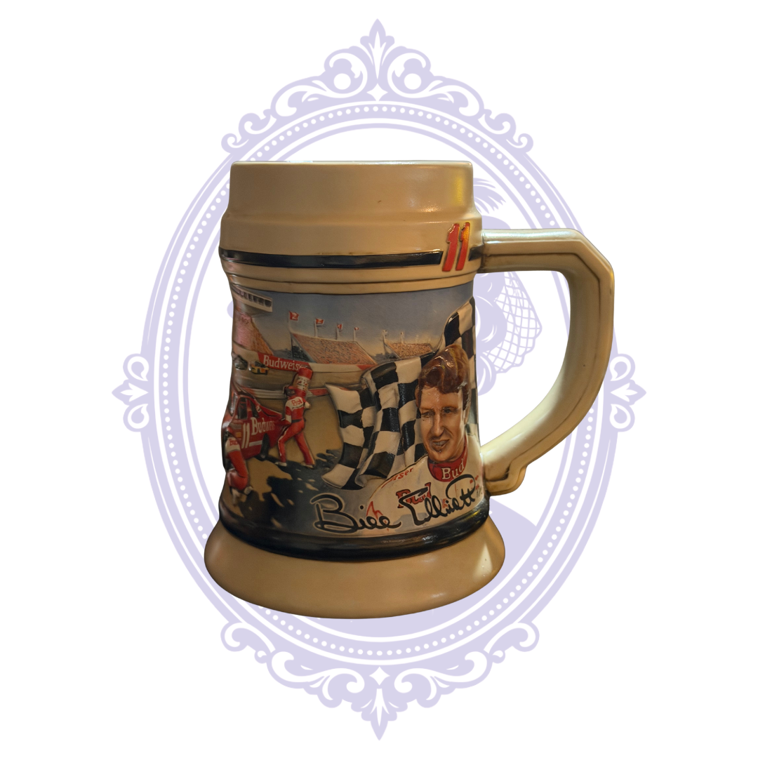 1993 Budweiser Racing Bill Elliott stein front with racing flags