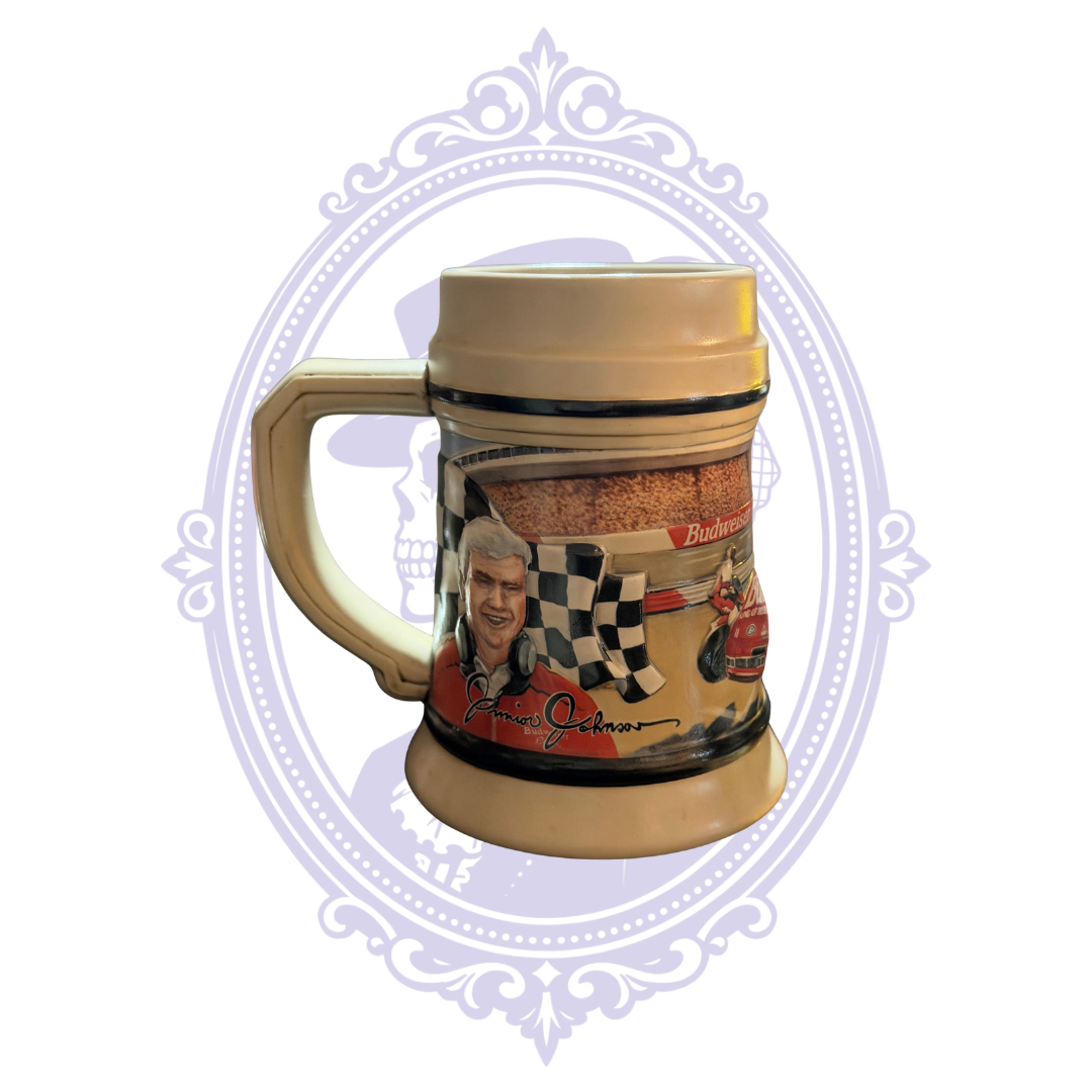 1993 Budweiser Racing stein Junior Johnson portrait and handle