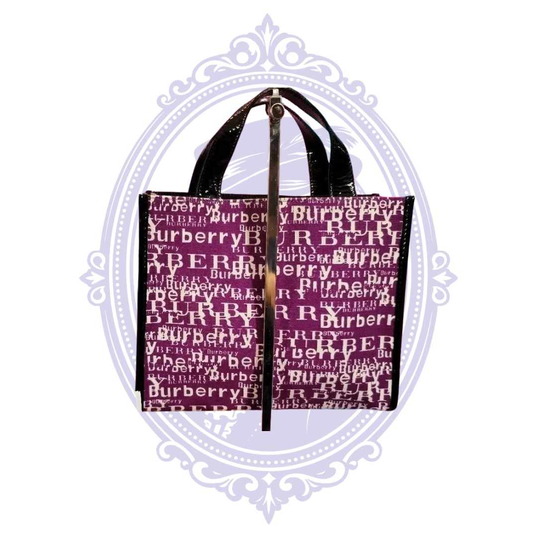 Back of Burberry purple graffiti tote
