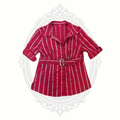 Burgundy Metallic Stripe Belted Button Front Blouse