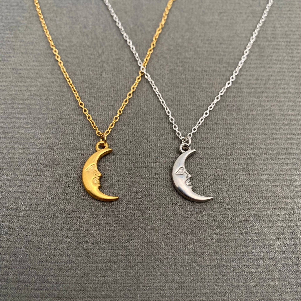 18K Gold Plated SS Crescent Moon Charm Necklace - FGS/MS