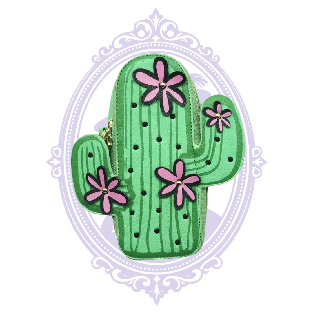 Green Cactus Crossbody Purse with Pink Flowers & Gold Chain – NWT – Mrs ...