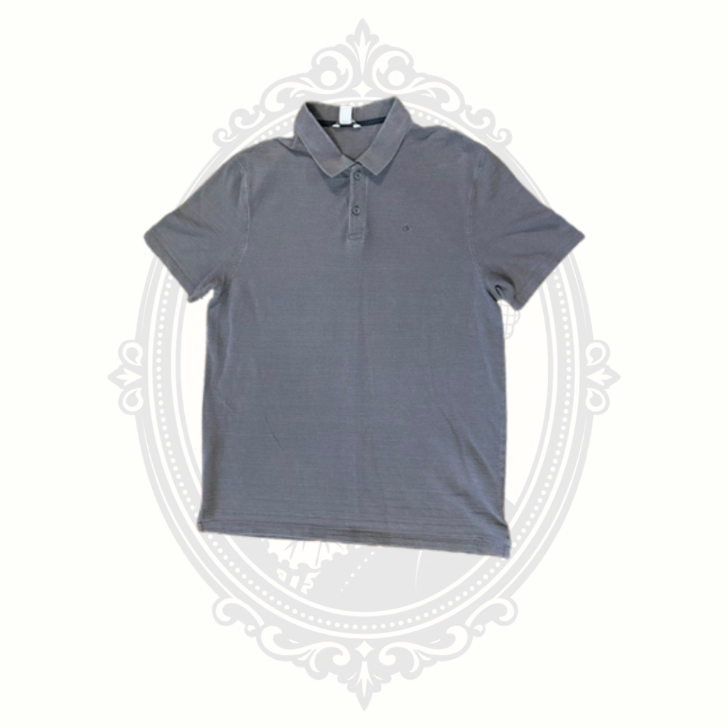 Calvin Klein Gray Cotton Polo Shirt Men's Medium Classic Short Sleeve