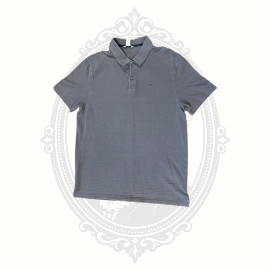Calvin Klein Gray Cotton Polo Shirt Men's Medium Classic Short Sleeve