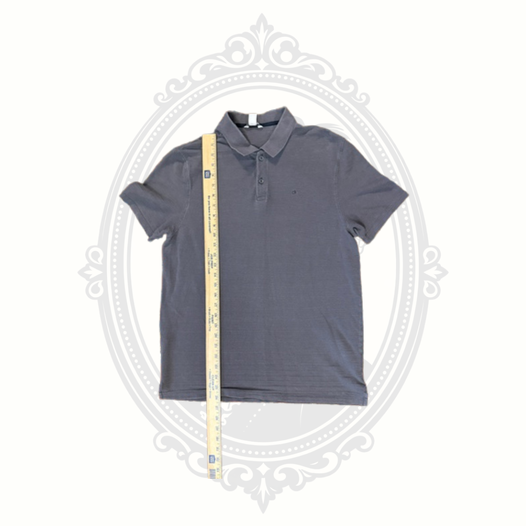 Calvin Klein Gray Cotton Polo Shirt Men's Medium Classic Short Sleeve