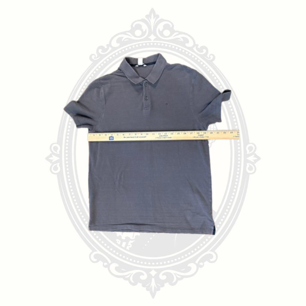 Calvin Klein Gray Cotton Polo Shirt Men's Medium Classic Short Sleeve