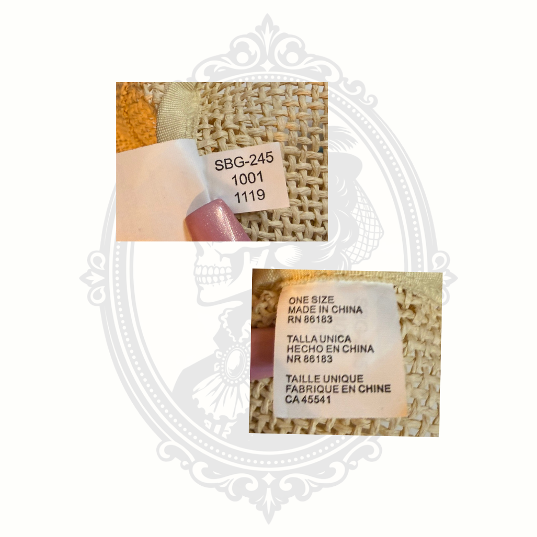 Close-up of Capelli New York material and manufacturing tag showing made in China