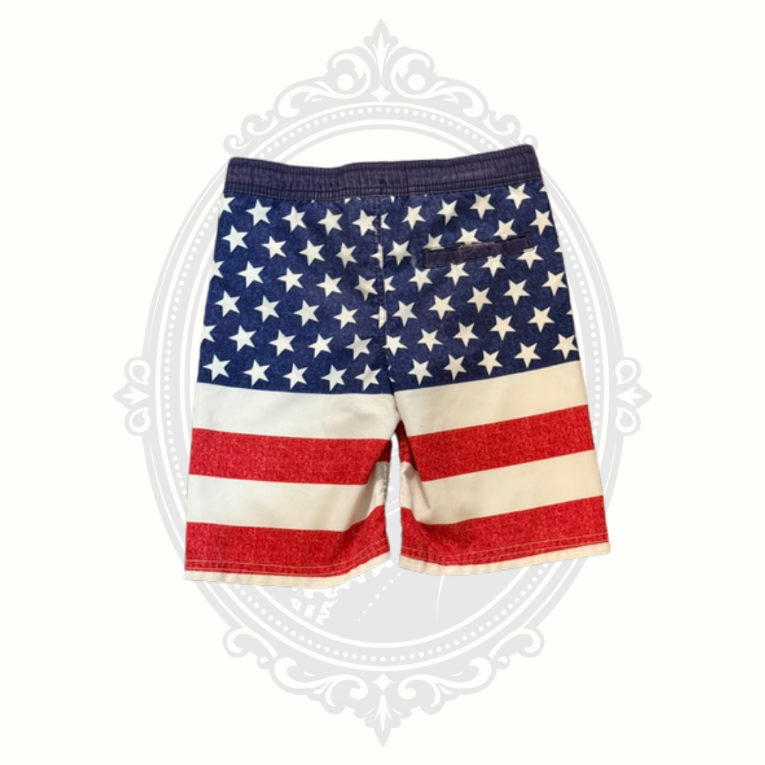Cat & Jack Americana Flag Swim Trunks Boys Small 6/7 Patriotic