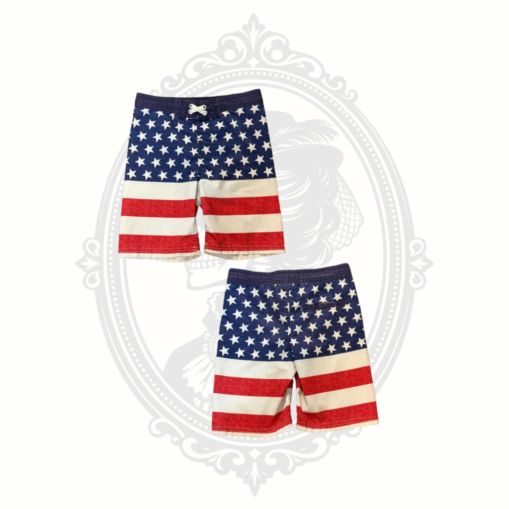 Cat & Jack Americana Flag Swim Trunks Boys Small 6/7 Patriotic