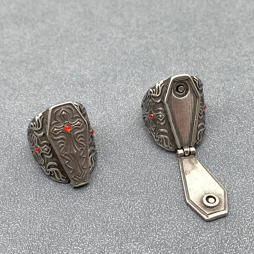 MJ/MR/GT - Gothic Openable Cross Coffin Stainless Steel Ring