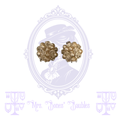 Champagne and clear beaded cluster clip-on earrings in gold-tone settings from Mrs. Bones' Baubles