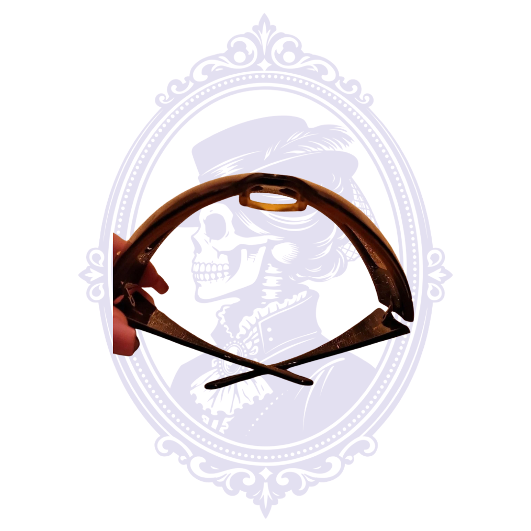 Top interior view of Chanel 5086 wraparound sunglasses with curved frame and arms