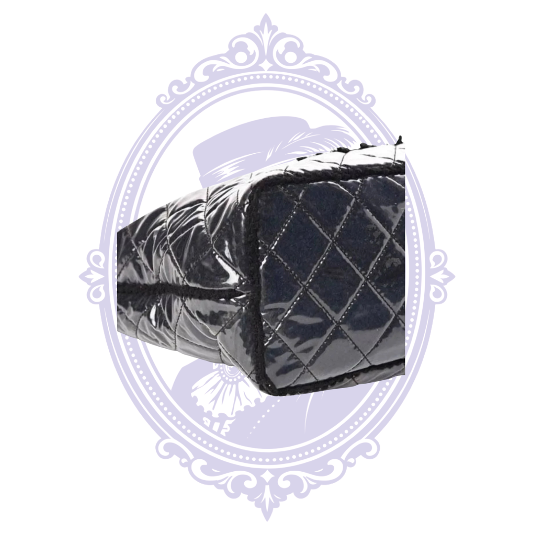 Chanel black Funny Tweed quilted vinyl tote – base