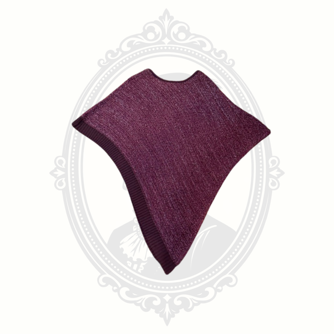 Chico's Burgundy Metallic Shimmer Knit Poncho Sweater Size S/M