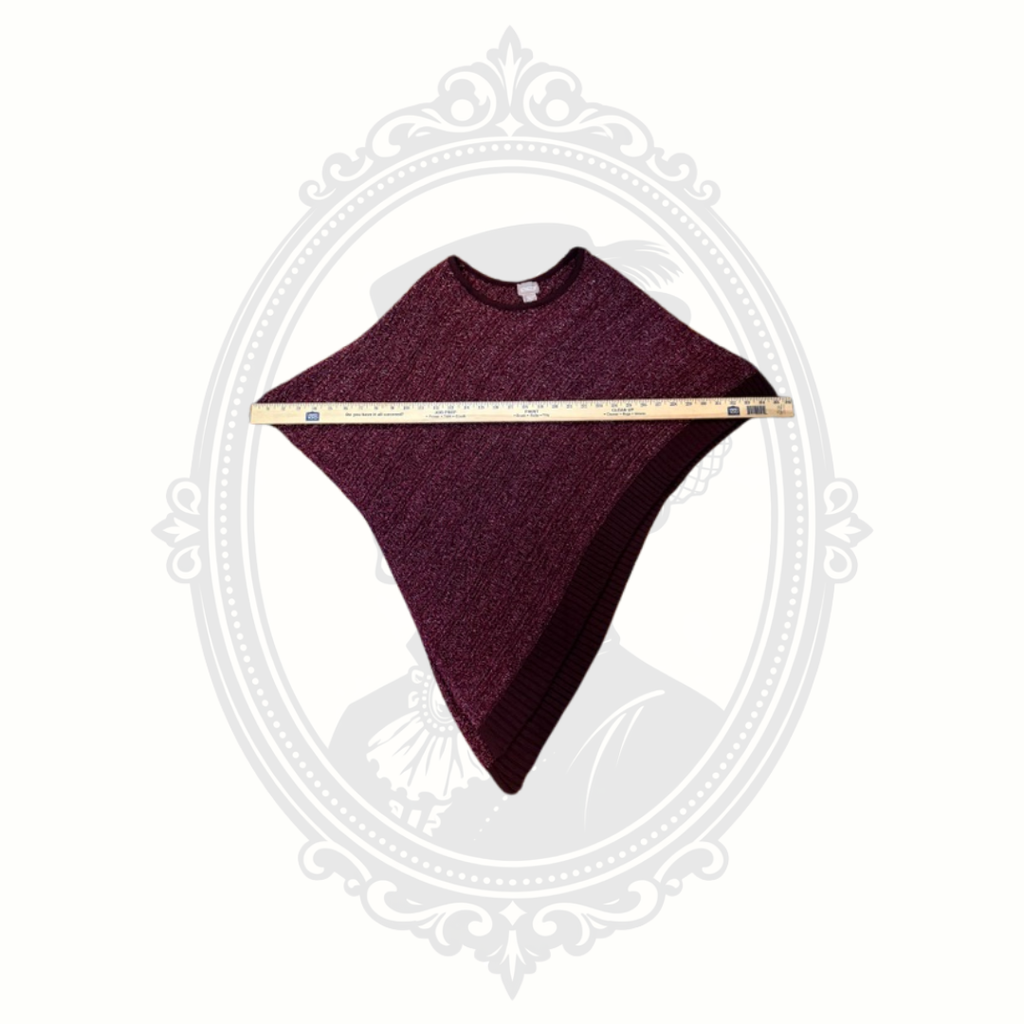 Chico's Burgundy Metallic Shimmer Knit Poncho Sweater Size S/M