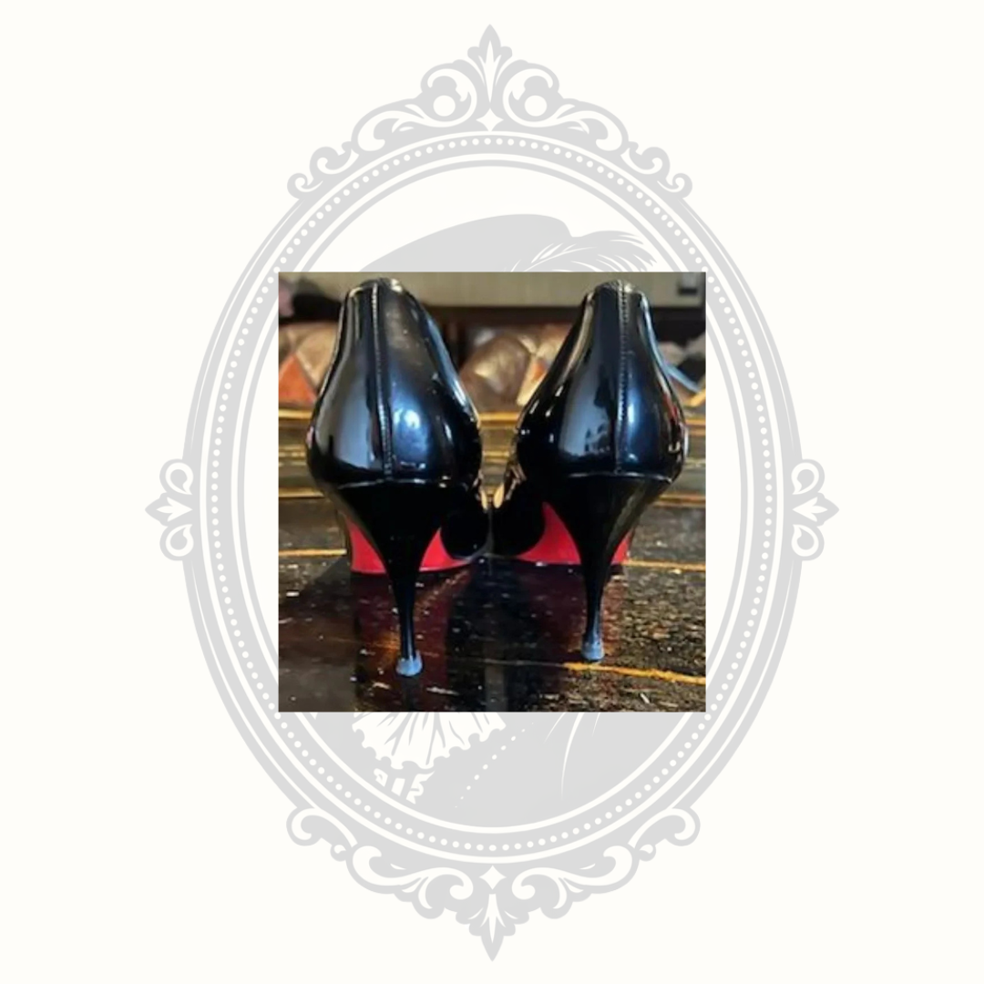 Christian Louboutin Black Patent Leather Peep-Toe Pumps – EU 39
