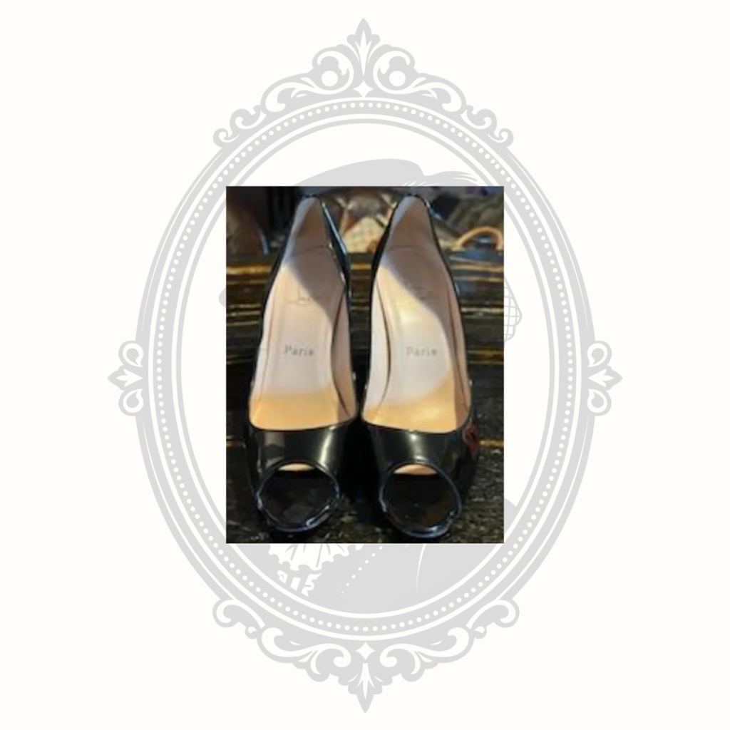 Christian Louboutin Black Patent Leather Peep-Toe Pumps – EU 39