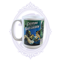 Creature from the Black Lagoon ceramic mug showing retro creature-feature movie poster artwork and white exterior.