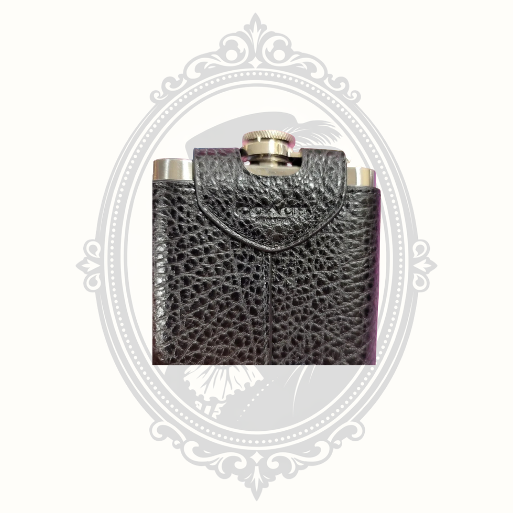 Coach Black Varsity Stripe Leather Flask – New with Original Materials