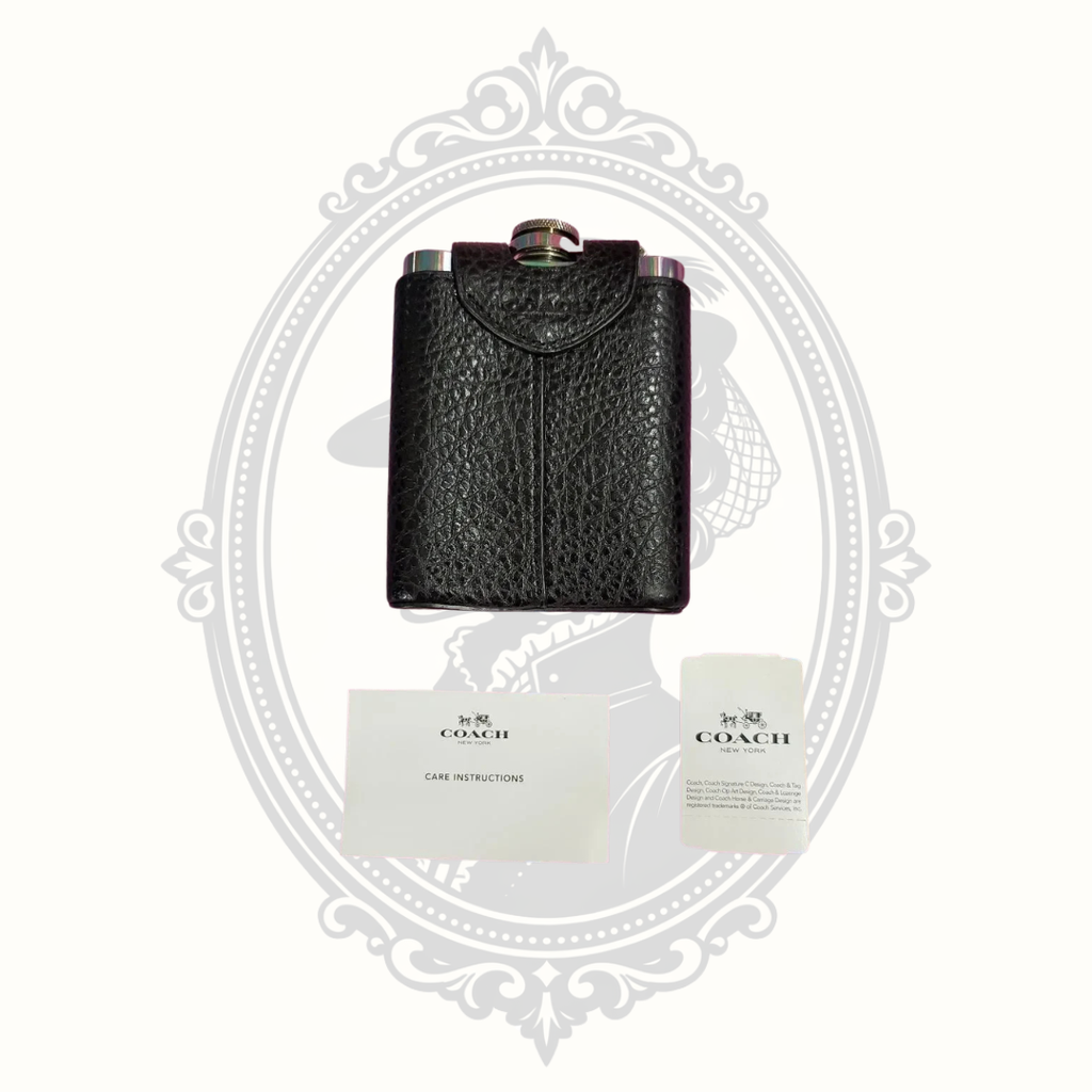 Coach Black Varsity Stripe Leather Flask – New with Original Materials