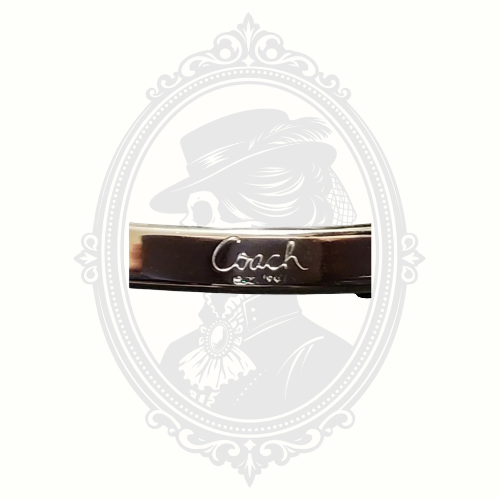 Coach Silver-Tone Bangle Bracelet with Purple Enamel Accents