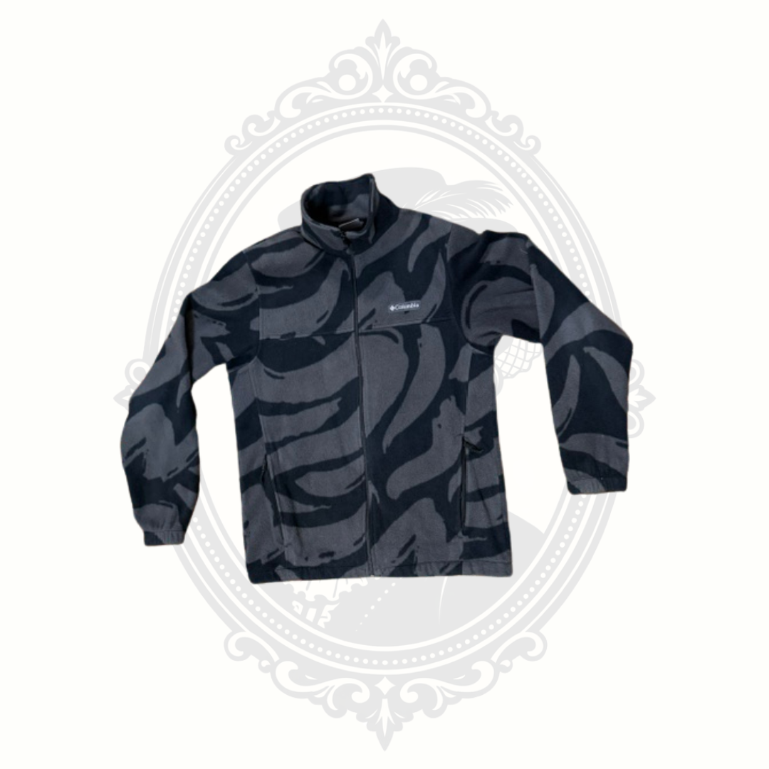 Columbia Black Gray Patterned Full Zip Fleece Jacket Women's Small