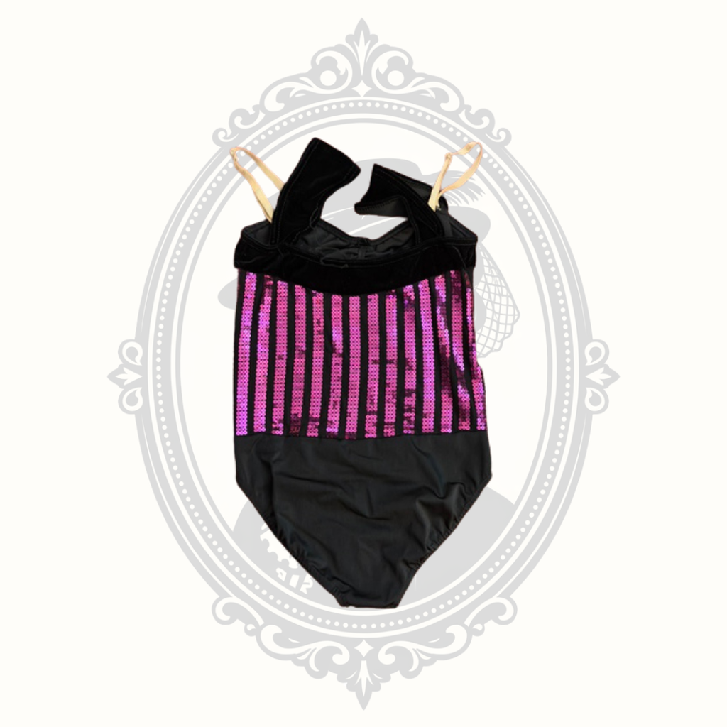 Costume Gallery Black & Hot Pink Sequin Dance Leotard – Adult Small