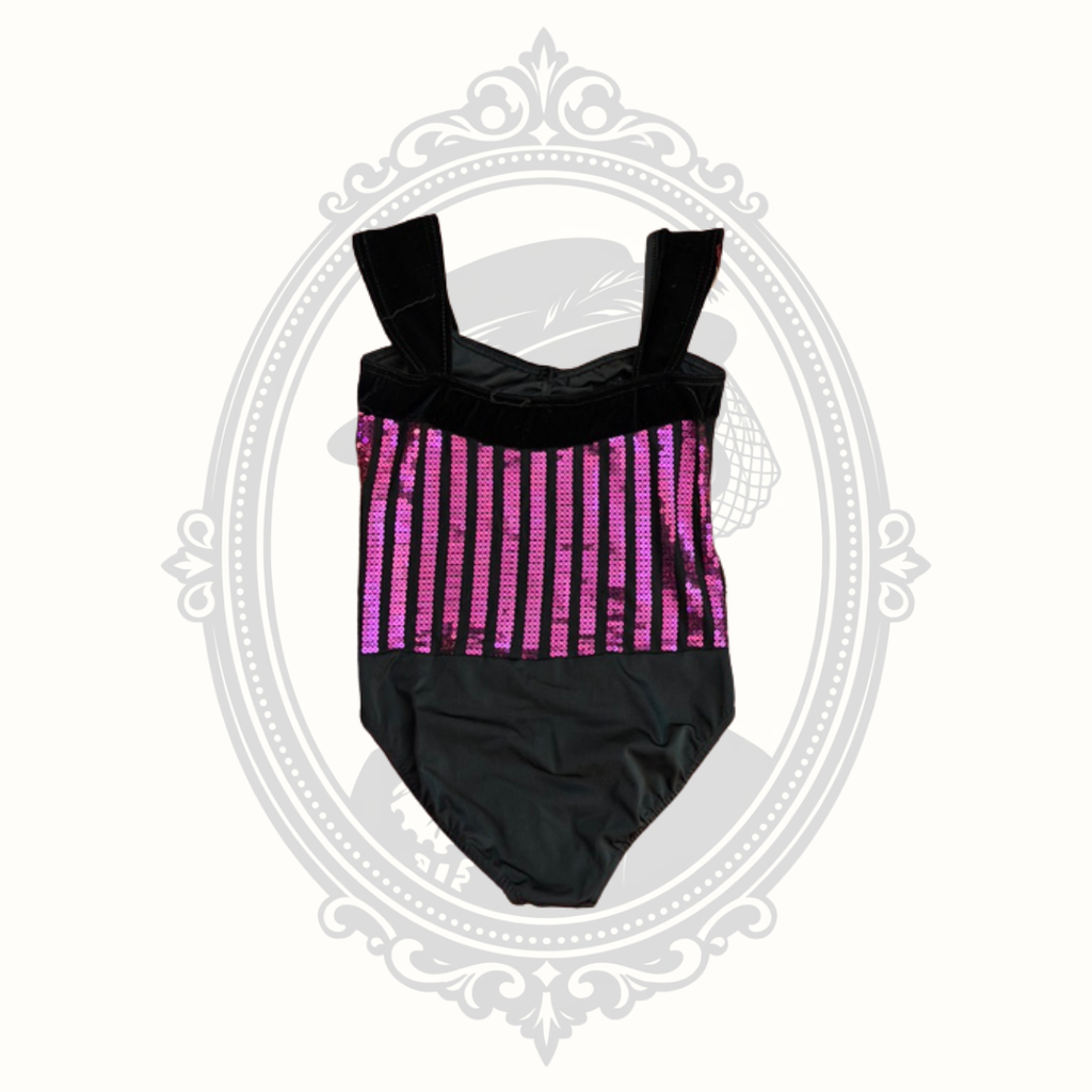 Costume Gallery Black & Hot Pink Sequin Dance Leotard – Adult Small
